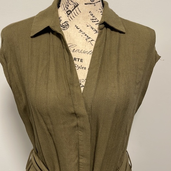 Zara rayon sleeveless belted shirt dress - Picture 3 of 13